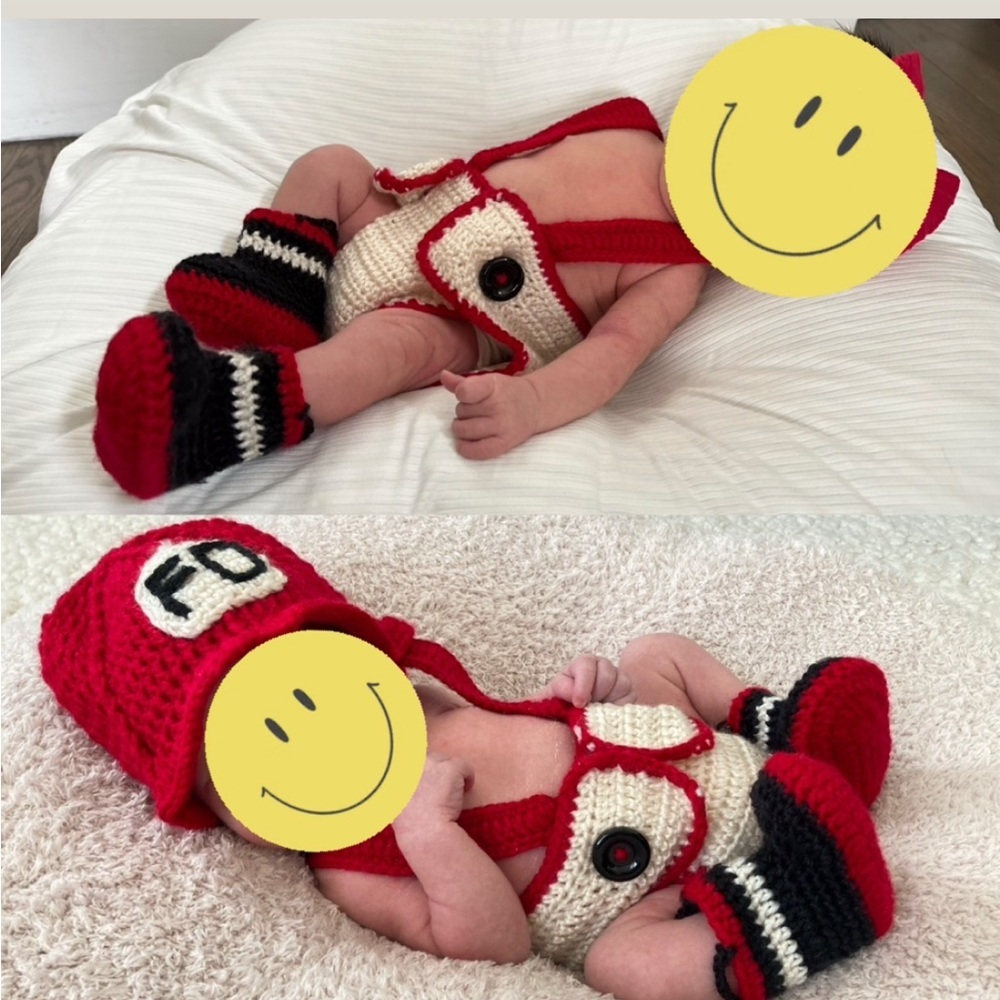 Handmade Firefighter Baby Outfit